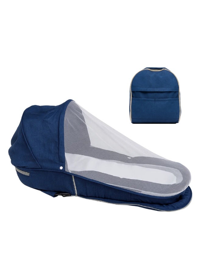 Factory Price 2-in-1 Portable Baby Sleeper & Storage Bag with Bug Net – Blue | Travel-Friendly, Sun Canopy, Night Light & Removable Toys - Image 2