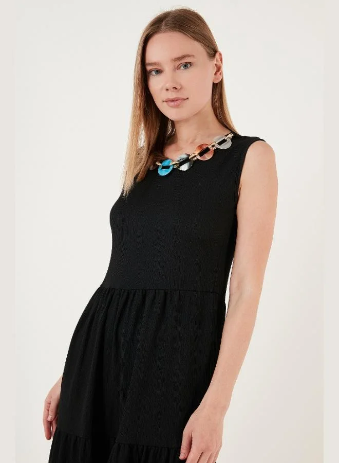 Lela Lela Necklace Detail Relaxed Fit Sleeveless Midi Dress Women's Dress 5865099
