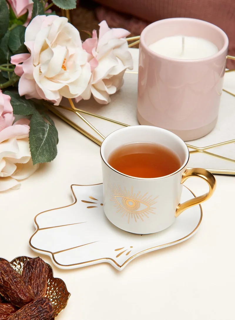 Nimah Hamsa Print Mug & Saucer