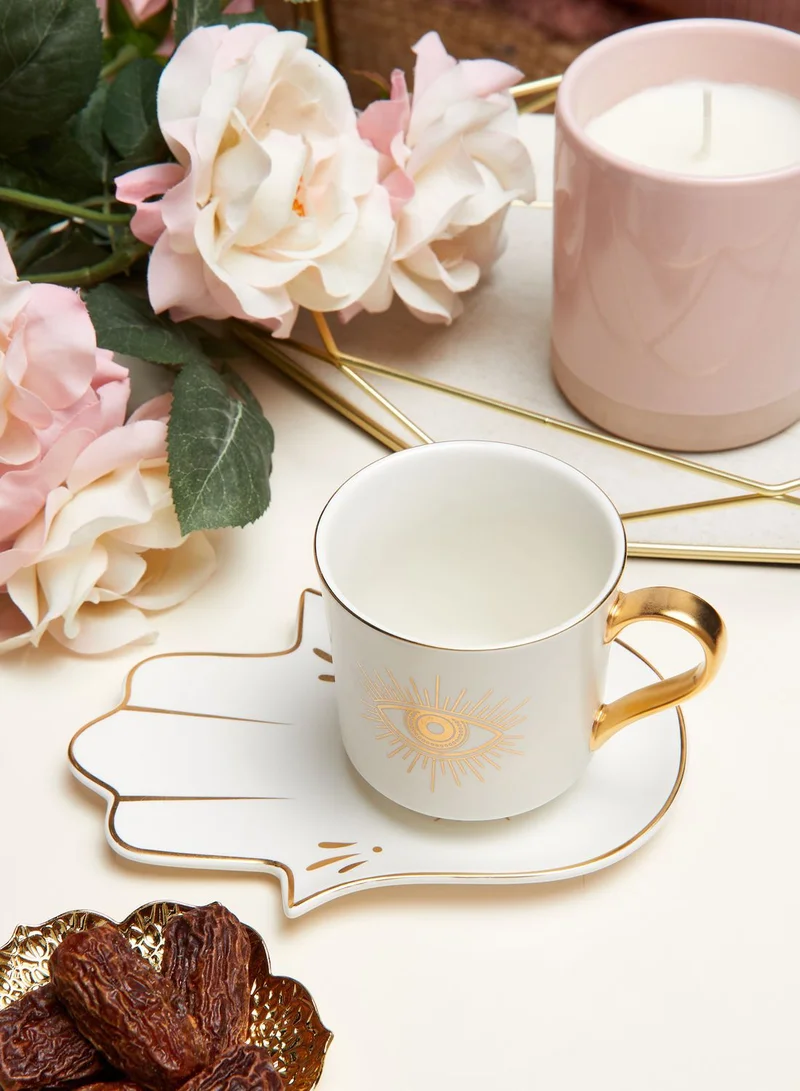 Nimah Hamsa Print Mug & Saucer