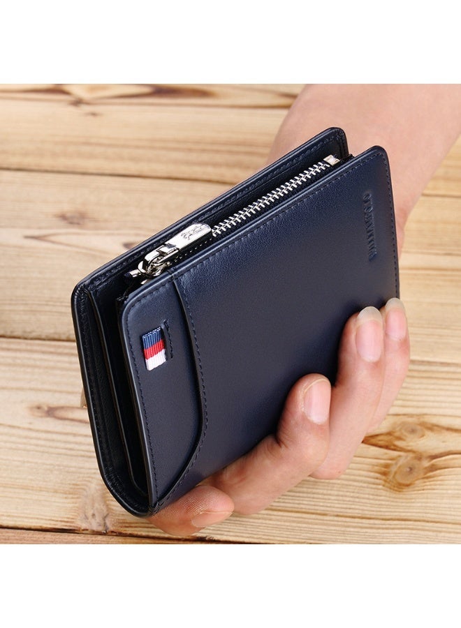William Polo Men's Wallet, Premium Leather, Soft Cowhide, Short Vertical Style - Blue - Image 4