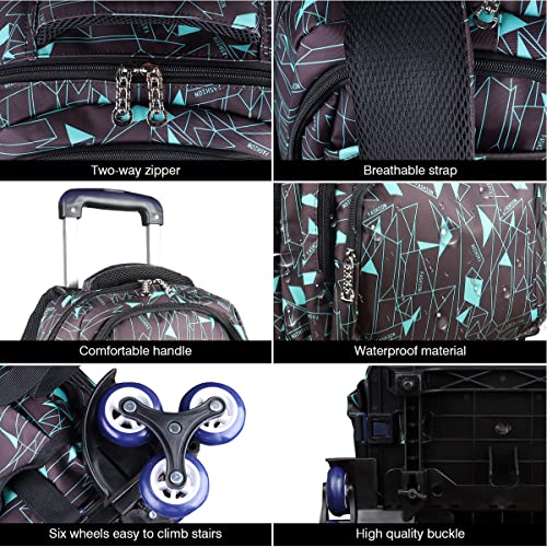 YOUCIDI Rolling Backpack On Wheels High-Capacity School Bag Backpacks for Students Climbing Stairs Six Wheels - Image 5