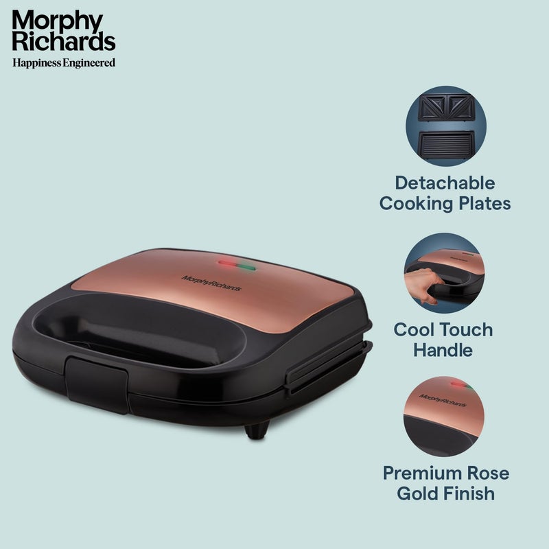 Morphy Richards 2 IN 1 750 Watt Sandwich Maker With changable PlateMulti GrillLuxe Rose TG Toast Grill With 2 Year Warranty - Image 5