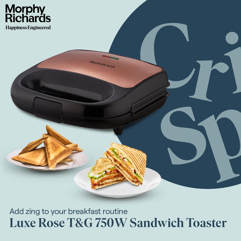 Morphy Richards 2 IN 1 750 Watt Sandwich Maker With changable PlateMulti GrillLuxe Rose TG Toast Grill With 2 Year Warranty - Image 2