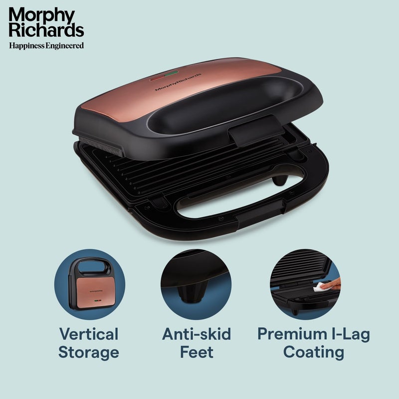 Morphy Richards 2 IN 1 750 Watt Sandwich Maker With changable PlateMulti GrillLuxe Rose TG Toast Grill With 2 Year Warranty - Image 4