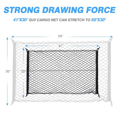 MICTUNING Upgraded 41 x 30 Inch Cargo Net Auto Trunk Rear Cargo Organizer Elastic Mesh Net Holder - Universal Fit for SUV Truck Mini Vans - Image 5