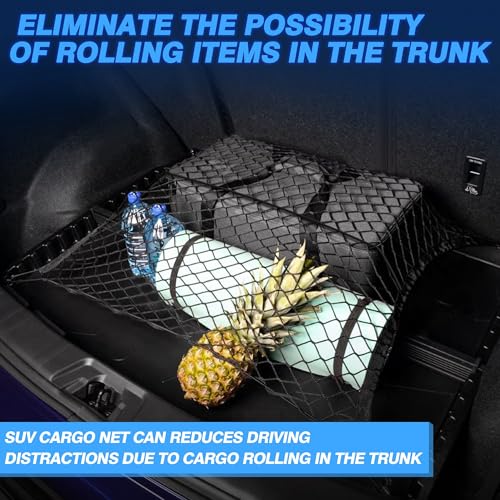 MICTUNING Upgraded 41 x 30 Inch Cargo Net Auto Trunk Rear Cargo Organizer Elastic Mesh Net Holder - Universal Fit for SUV Truck Mini Vans - Image 2