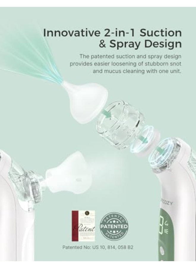 Momcozy شفاط أنف للأطفال 2 في 1 مع بخاخ للأنف، شفاط أنف كهربائي للطفل مع بخاخ، شفاط أنف مع بخاخ لحديثي الولادة والأطفال الصغار - Image 3