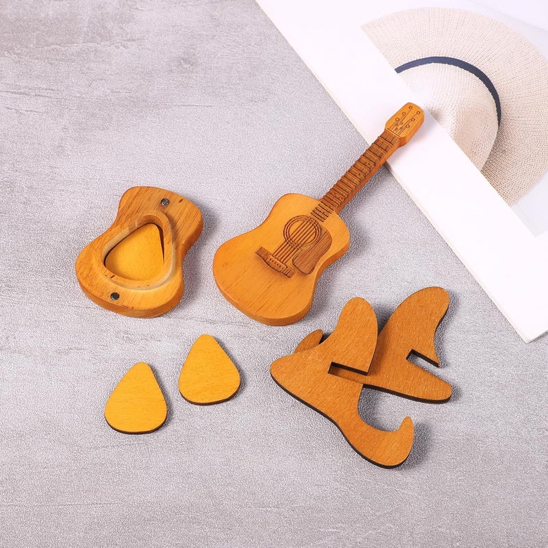 lasuroa Guitar Pick Box, Wooden Plectrum Case For Acoustic Guitar Customized Plectrum Holder With 3 Picks And Standard Plectrum Rack For Guitar Lovers - Image 4