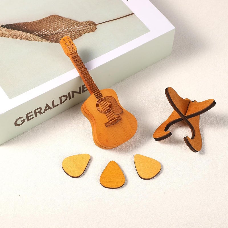 lasuroa Guitar Pick Box, Wooden Plectrum Case For Acoustic Guitar Customized Plectrum Holder With 3 Picks And Standard Plectrum Rack For Guitar Lovers - Image 2