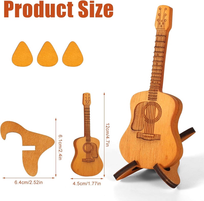 lasuroa Guitar Pick Box, Wooden Plectrum Case For Acoustic Guitar Customized Plectrum Holder With 3 Picks And Standard Plectrum Rack For Guitar Lovers - Image 1