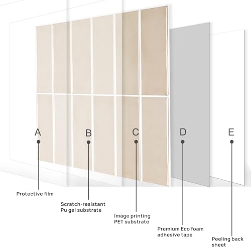 AdoDecor Peel and Stick Tile，New Upgrade Thicker Design Self Adhesive 12" x 12" Large Premium Peel and Stick Backsplash for Kitchen (Beige). - Image 5