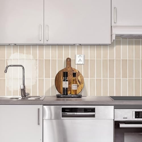 AdoDecor Peel and Stick Tile，New Upgrade Thicker Design Self Adhesive 12" x 12" Large Premium Peel and Stick Backsplash for Kitchen (Beige). - Image 2