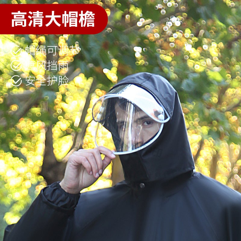 Reflective Raincoat Adult Long Windbreaker Construction Site Labor Protection Split Raincoat Explosion-Proof Black Oxford Cloth One-Part Raincoat - Image 3