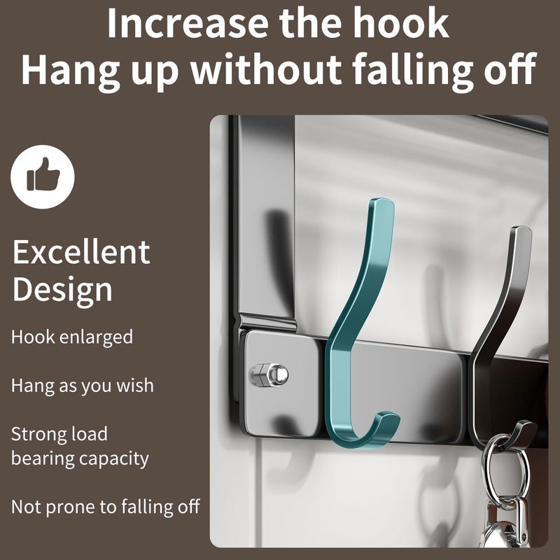 LIZWETEC Over The Door Hooks Organizer, Coat Rack Over The Door Storage Hanger Towel Rack with Mesh Baskets and 10 Hooks, Back of Door Storage Organizer for Bathroom, Bedroom, Kitchen, Office (Grey) - Image 2