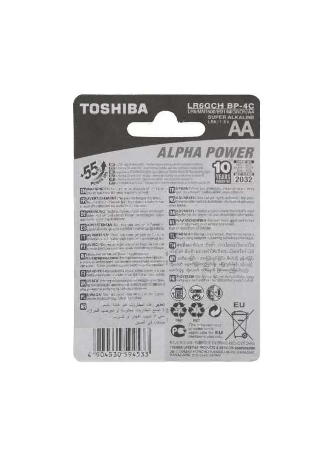 Toshiba Toshiba Alpha Power Super Alkaline AA Battery- 4pcs  - Image 2