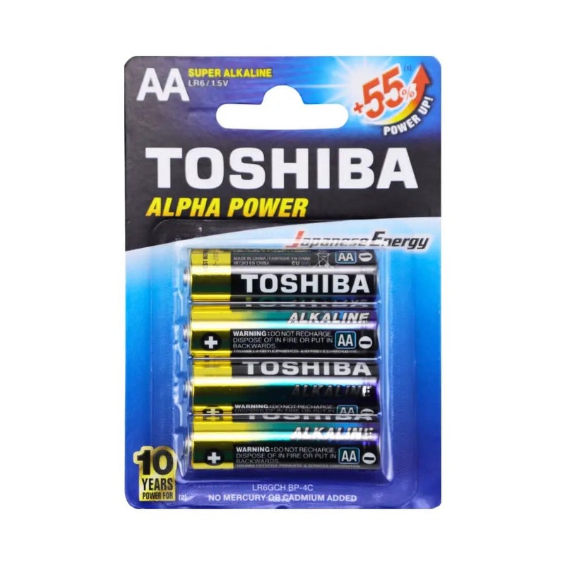 Toshiba بطارية توشيبا ألفا باور سوبر قلوية AA - 4 قطع - Image 1