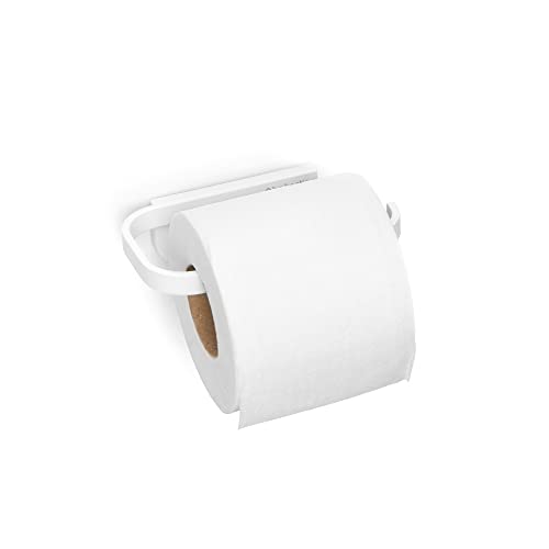 Brabantia Mindset Wall Mounted Toilet Roll Holder Mineral Fresh White Wide Opening Bathroom Tissue Rack Concealed Fixings AntiRust Materials - Image 1