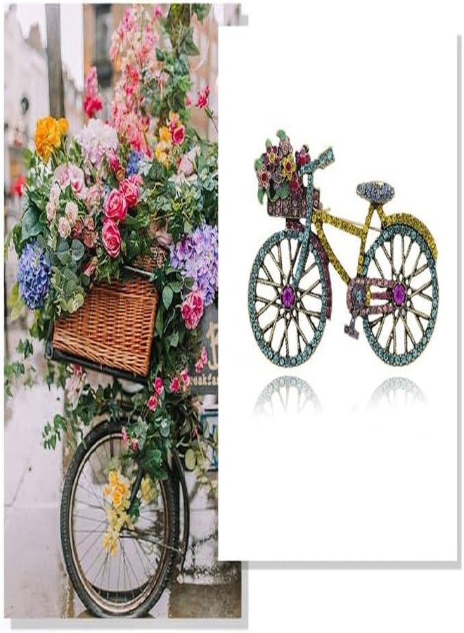 Axmerdal Brooch Pins Colorful Cubic Zirconia CZ Biking Lapel Brooch Pins Vintage 70s 80s Handmade Bike Lapel Retro Brooches for Women Men Birthday Gift Jewelry (Blue) - Image 3