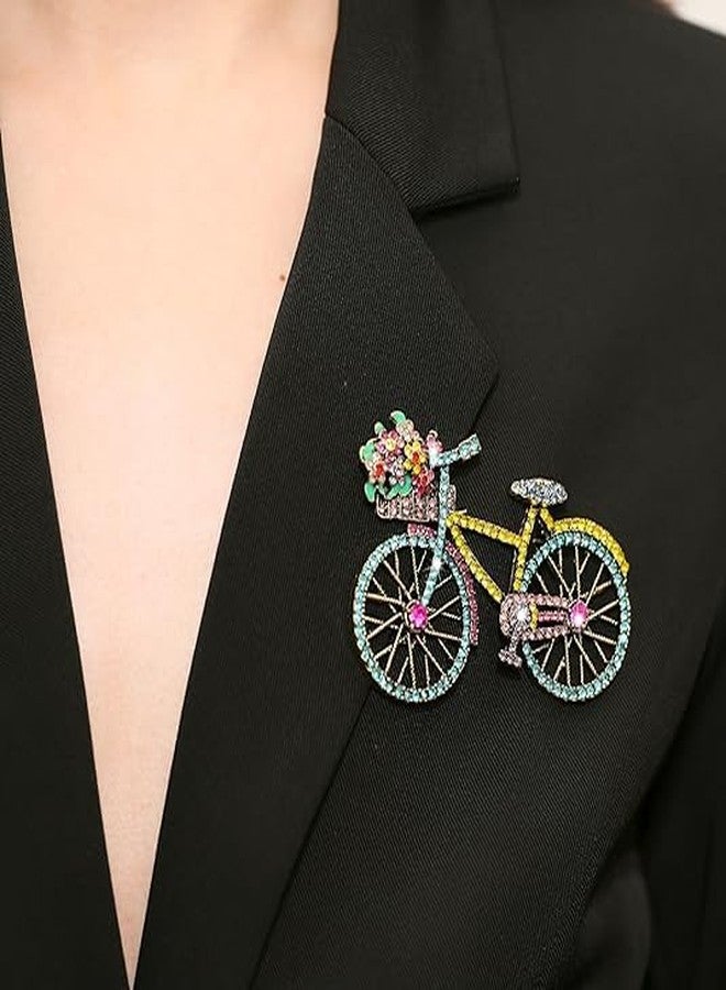 Axmerdal Brooch Pins Colorful Cubic Zirconia CZ Biking Lapel Brooch Pins Vintage 70s 80s Handmade Bike Lapel Retro Brooches for Women Men Birthday Gift Jewelry (Blue) - Image 5