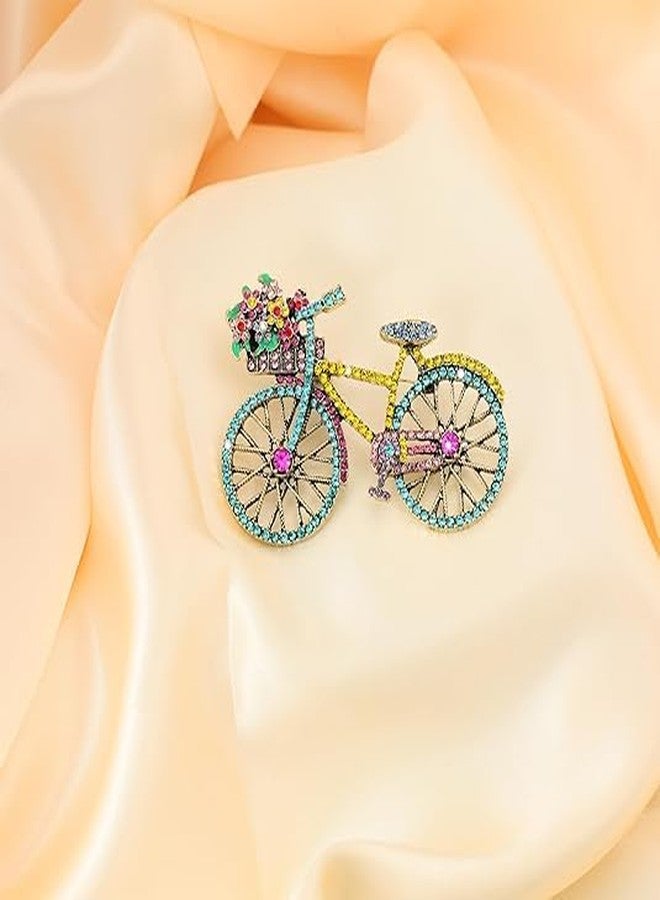 Axmerdal Brooch Pins Colorful Cubic Zirconia CZ Biking Lapel Brooch Pins Vintage 70s 80s Handmade Bike Lapel Retro Brooches for Women Men Birthday Gift Jewelry (Blue) - Image 4