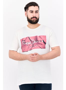 Men Crew Neck Short Sleeve Graphic T Shirt, White