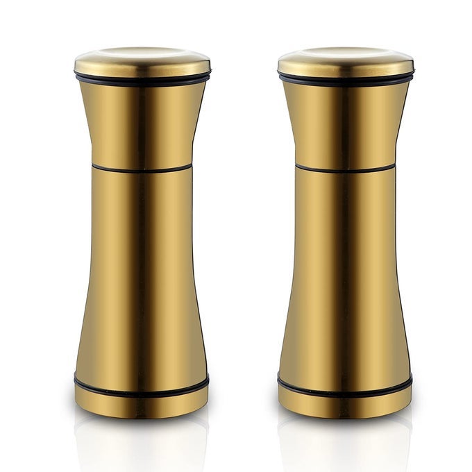 GOLD SALT AND PEPPER SHAKERS TITANIUM PLATING STAINLESS STEEL SALT AND PEPPER GRINDERS REFILLABLE PEPPER GRINDER PEPPER MILL SALT GRINDER SALT SHAKER SALT PEPPER SHAKER SET OF 2
