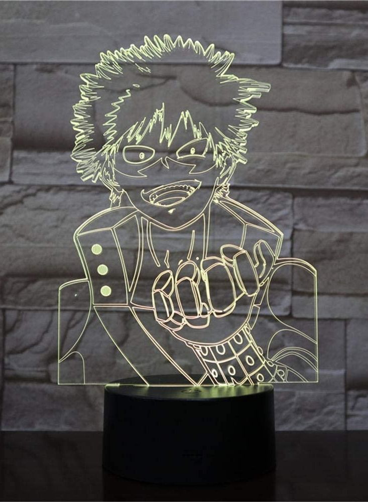 althiqahkey 3D Illusion Lamp LED Multicolor Night Light My Hero Academia Bakugo Katsuki Gift for Boys Kids Room Decor Table Lamp Best Birthday Holiday Gifts for Children - Image 5