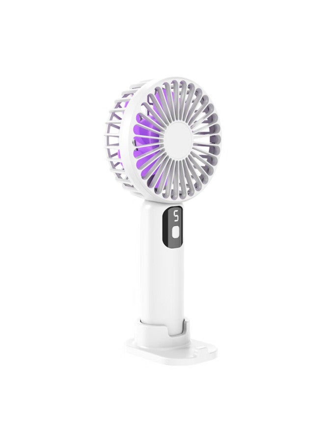 Hboalg Usb Handheld Mini Fan, Multifunctional Digital Display Long Standby Fan, Portable Rechargeable Fan For Office, Dormitory, Desktop And Outdoor Use, White - Image 5
