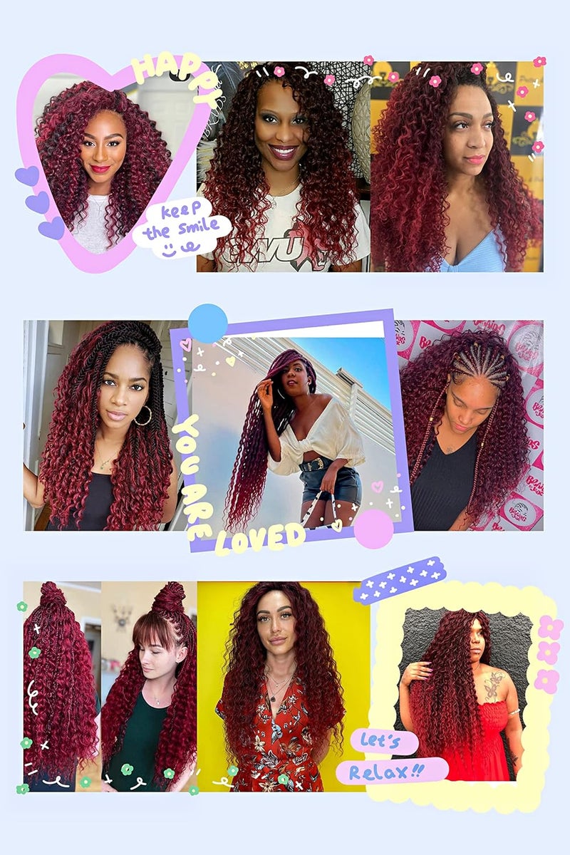 MAYSA Ocean Wave Crochet hair 22 inch Curly Braiding Hair Extensions 6Packs Loose Hair Crochet for Women #1BTBurg - Image 4