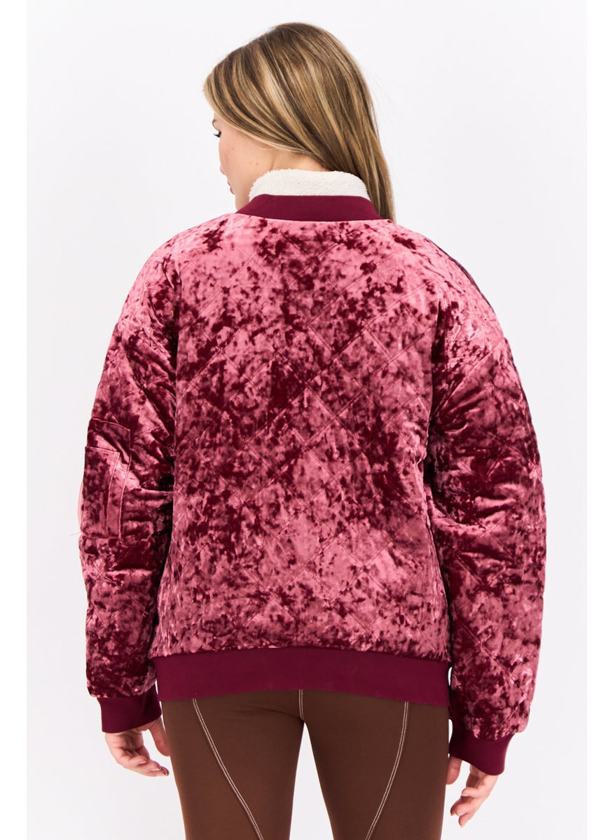 Juicy Couture Women Band Neck Quilted  Long Sleeves Sweatshirt, Maroon  - Image 2