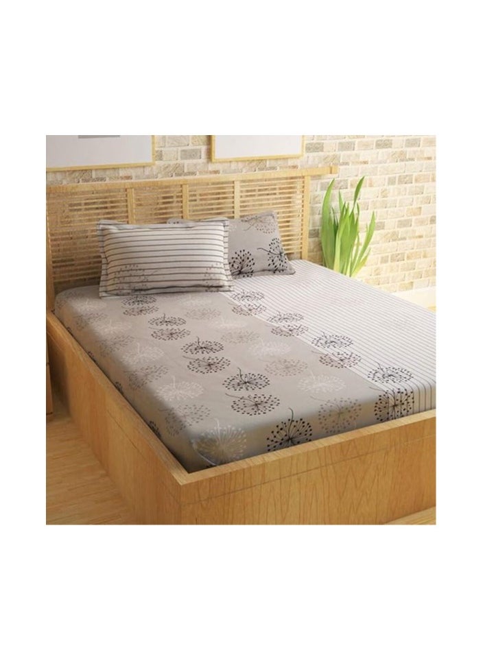 Story at Home Story at Home Story Flat Double Bedsheet with 2 Pillow Cover, 235 x 270cm, Grey, MT1407 