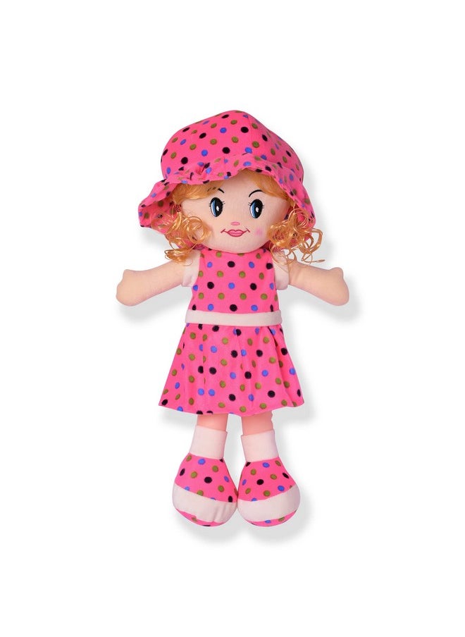 Besties Besties Big Size Beautiful Looking Super Soft 45cm Stuffed Girl Curly Doll-Polyfill Washable Cuddly Soft Plush Toy-Helps to Learn Role Play-100% Safe for Kids (45cm, Pink)  - Image 1