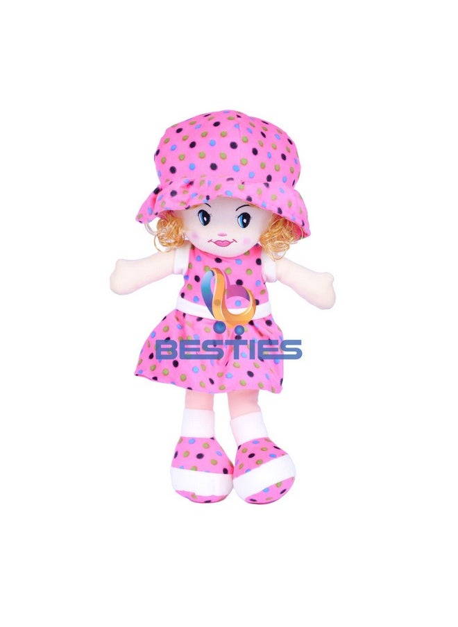 Besties Besties Big Size Beautiful Looking Super Soft 45cm Stuffed Girl Curly Doll-Polyfill Washable Cuddly Soft Plush Toy-Helps to Learn Role Play-100% Safe for Kids (45cm, Pink)  - Image 2