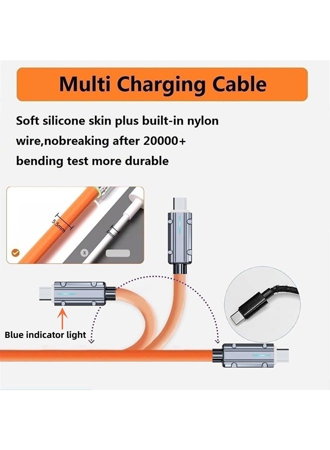 5-in-1 USB A/C to Multi Charging Cable 120W 4ft Unbreakable Silicone Zinc Alloy Universal Travel USB-A to USB-C Cable for Multiple Devices Phone,Samsung,LG,Google,Tablet and More(Orange)  - Image 5
