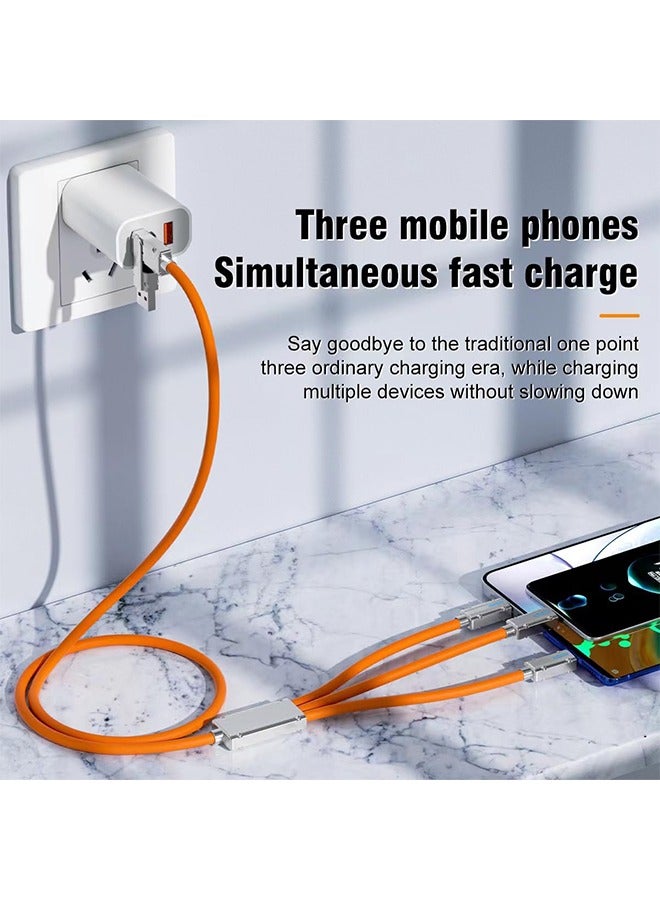 5-in-1 USB A/C to Multi Charging Cable 120W 4ft Unbreakable Silicone Zinc Alloy Universal Travel USB-A to USB-C Cable for Multiple Devices Phone,Samsung,LG,Google,Tablet and More(Orange)  - Image 3