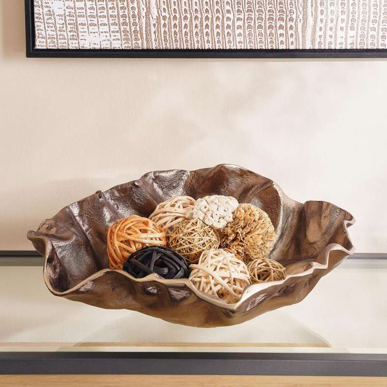 Pan Home وعاء ديكور معدني كاليستو - ذهب عتيق