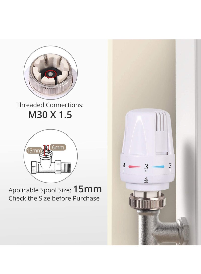 Excefore Thermostatic Radiator Valve 2Pcs Thermostatic Valves Head Only Radiator Thermostat Head M30 x 1.5 Standard Radiator Valves Replacement Head for Home Office  - Image 2