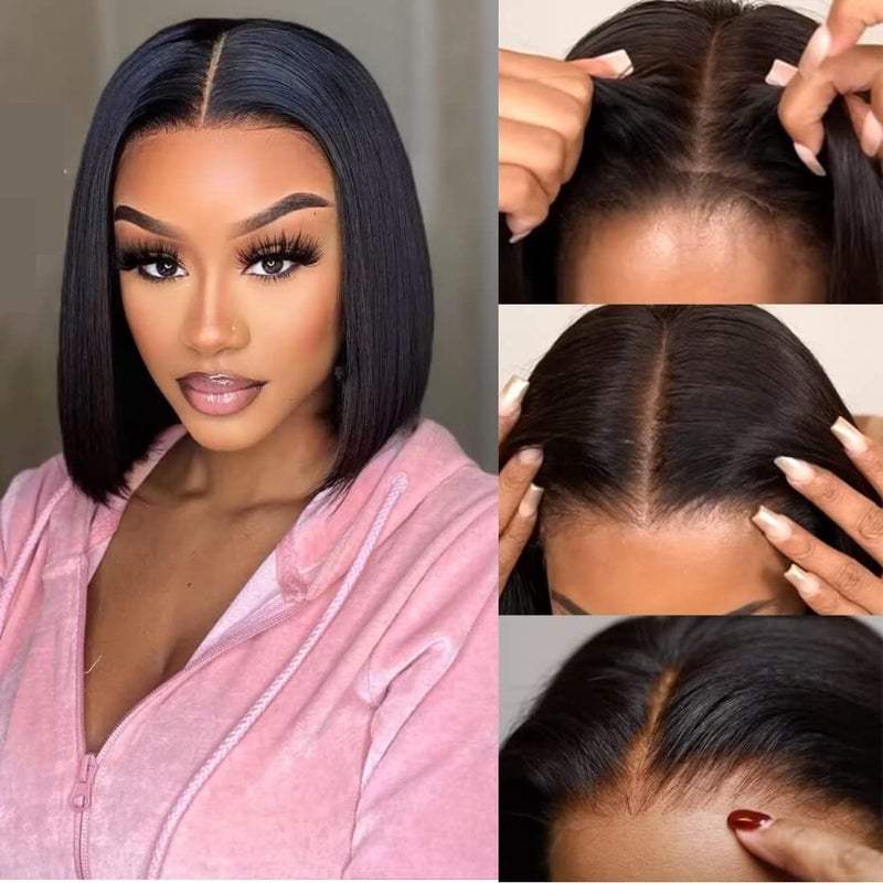 UNICE Bye Bye Knots Bob Wig Human Hair Bleached Invisible Knots 7x5 Lace Front Wigs Human Hair Pre Everything Glueless Wigs Pre Plucked Pre Cut Lace 10 inch