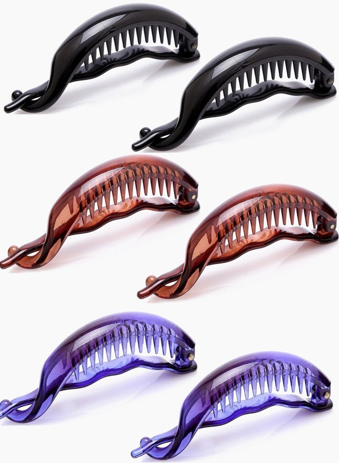 Prettyou 3.7 Inches Plastic Banana Pony Hair Clip for Women, Pack of 6 - Image 1