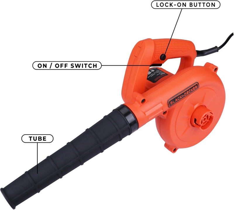 بلاك اند ديكر BLACK+DECKER منفاخ/مكنسة كهرب��ئية، 530 واط، 16,000 دورة في الدقيقة سرعة واحدة، مع كيس تجميع، وظيفة مزدوجة، للمنزل والحديقة، مدمج وخفيف الوزن، سهل التخزين، برتقالي/أسود - BDB530-B5 - Image 3