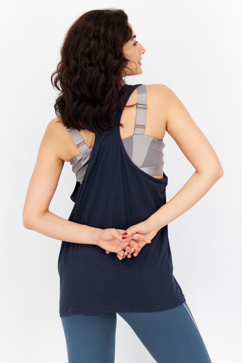 Ellesse Women Sportswear Fit Sleeveless Training Tank Top, Navy Blue - Image 3