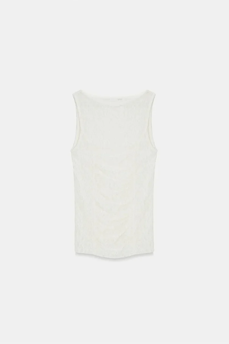 Dilvin White DILVIN Fitted Lace Sleeveless Blouse for Women | Best Price UAE