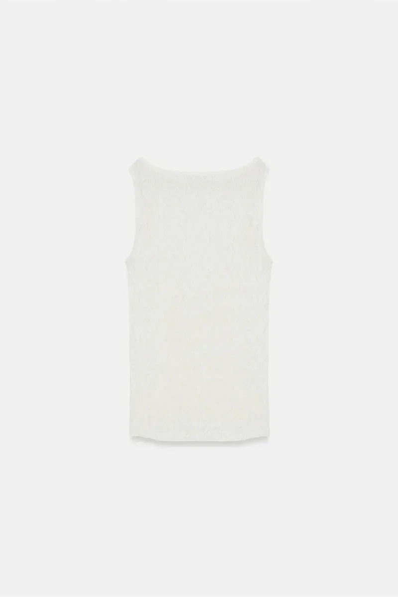 Dilvin White DILVIN Fitted Lace Sleeveless Blouse for Women | Best Price UAE