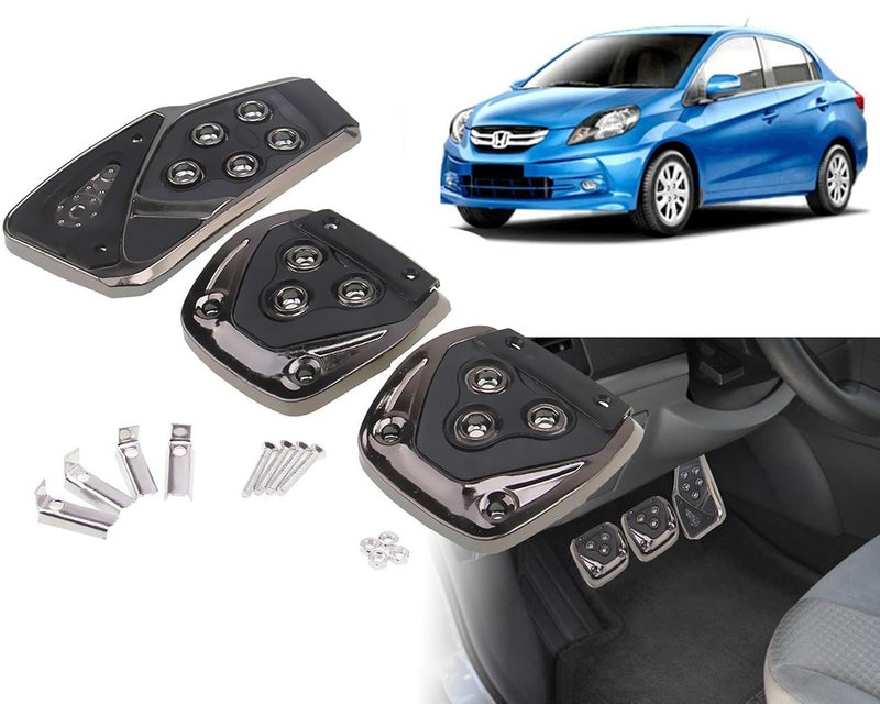 Selifaur - 3 Pcs Black Non-Slip Manual Car Pedals kit Pad Covers Set for Honda Amaze Type-1 - Image 1