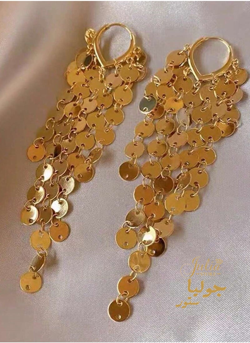 أقراط شرابة معدنية من الترتر شرابة على شكل قرص للنساء أقراط عصرية أنيقة مطلية بالذهب عيار 18 قيراط مصنوعة يدويًا من بوهو خفيفة الوزن للغاية أقراط متدلية من متجر جوليا - pzsku/ZE9345346ED485BE348B1Z/45/_/1720471729/e6240eb3-4191-48fd-abaa-3f05ec4b7aa5