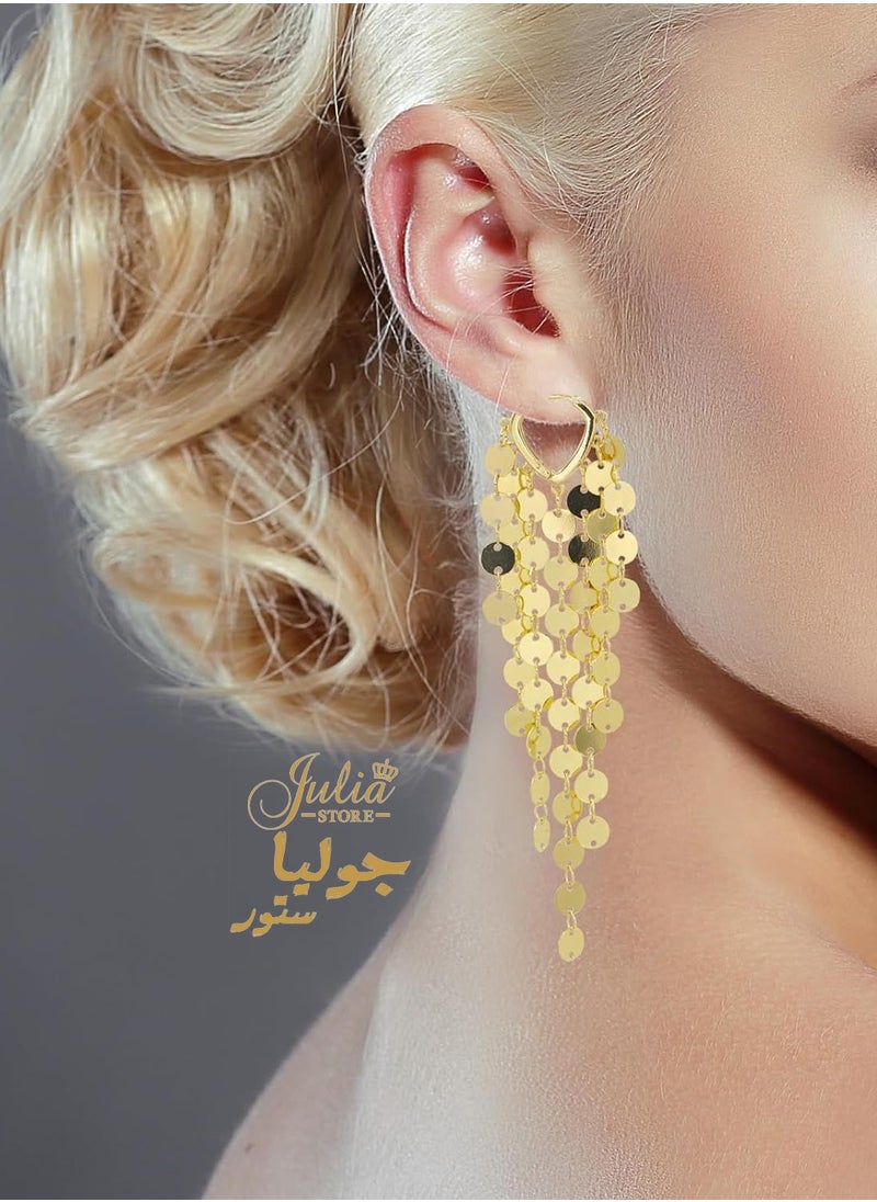 أقراط شرابة معدنية من الترتر شرابة على شكل قرص للنساء أقراط عصرية أنيقة مطلية بالذهب عيار 18 قيراط مصنوعة يدويًا من بوهو خفيفة الوزن للغاية أقراط متدلية من متجر جوليا - pzsku/ZE9345346ED485BE348B1Z/45/_/1720471750/6c2aca43-bfe7-4606-9172-8d3e689c4c68