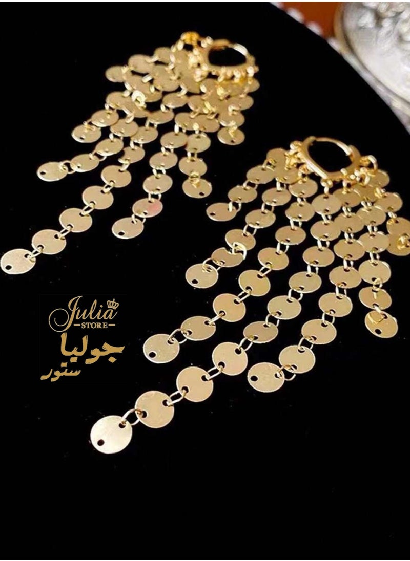 أقراط شرابة معدنية من الترتر شرابة على شكل قرص للنساء أقراط عصرية أنيقة مطلية بالذهب عيار 18 قيراط مصنوعة يدويًا من بوهو خفيفة الوزن للغاية أقراط متدلية من متجر جوليا - pzsku/ZE9345346ED485BE348B1Z/45/_/1720471770/4c95912a-94f5-4fbd-ac69-b93021fb738e