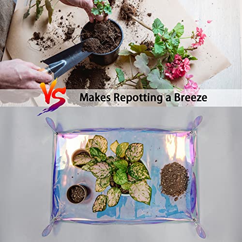 Azureblue Repotting Mat for Indoor Plants Iridescent Plant Potting Mat Waterproof Potting Repotting Tray Gardening Gifts Mat Cactus Succulent,Orchid Potting Soil Mix Mess Control, 25.6" Garden Tool, Pots Mat - Image 2