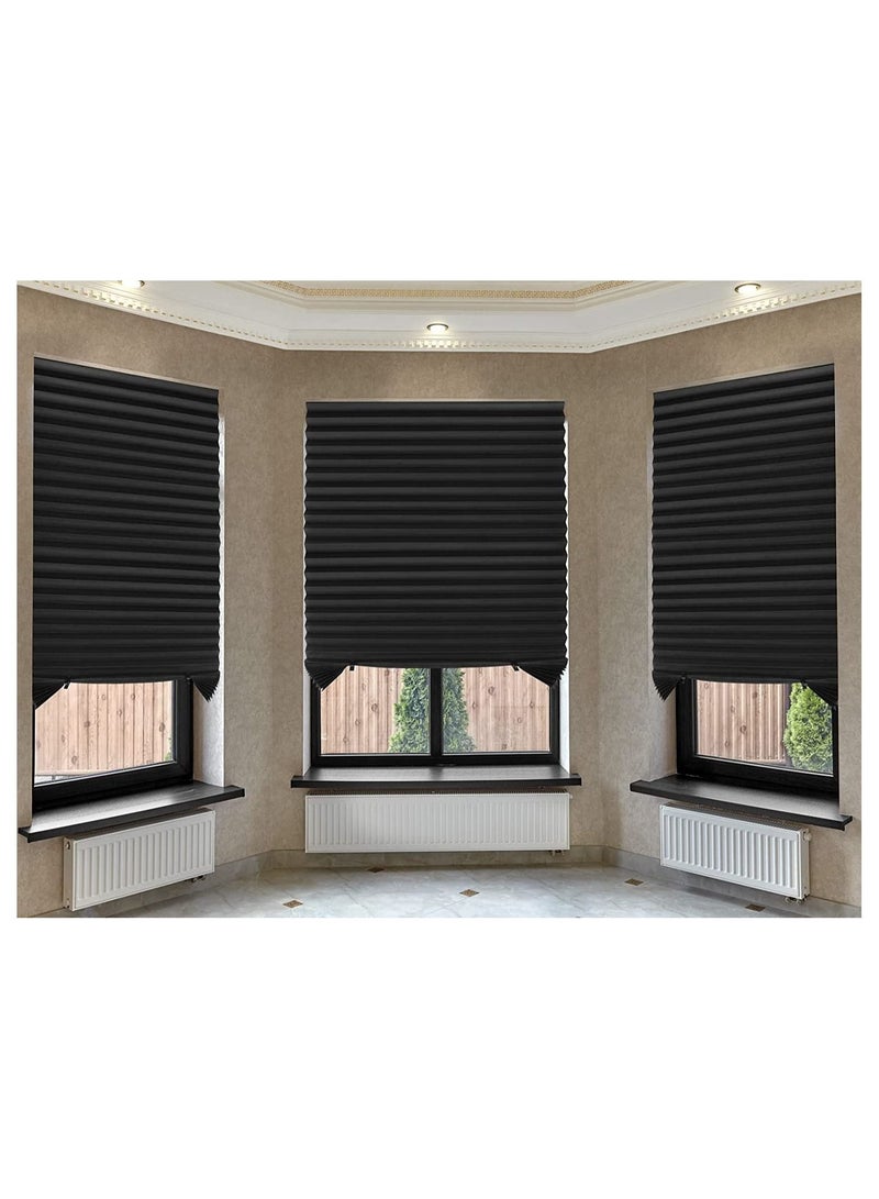 Pleated Window Paper Shades Room Darkening Blinds Black - Image 5